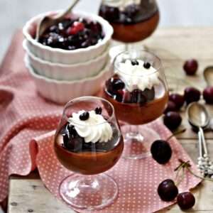 Best 2 Ingredient Dark Chocolate Mousse with Balsamic Cherries