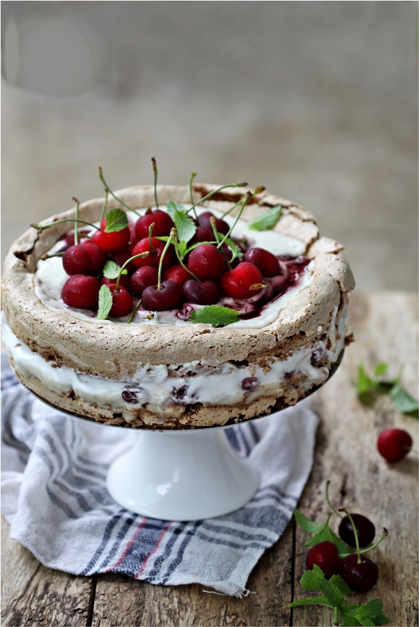 Walnut Meringue & Cherry Gateau 