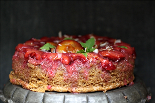 Plum upside-down cake