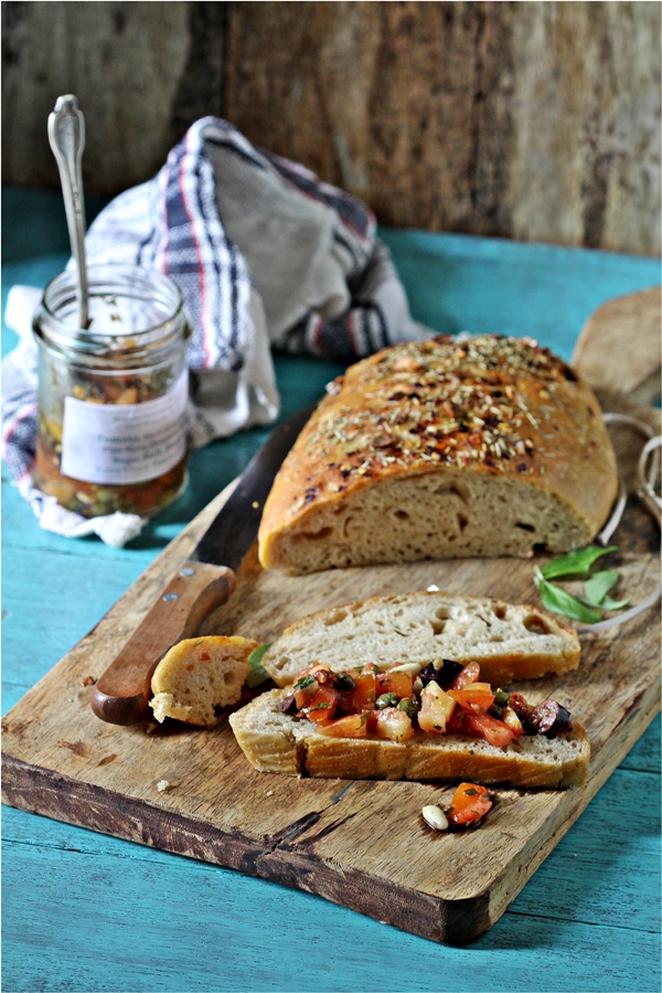 Sourdough bread with Maurizio's bruschetta topping 