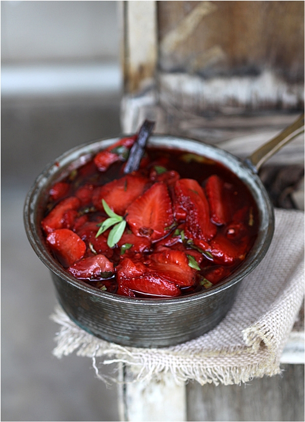 Balsamic Vanilla Basil Strawberries