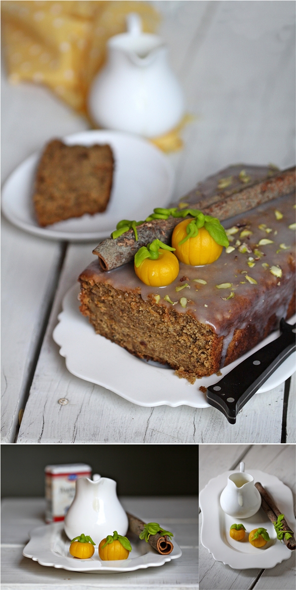 Pumpkin Pie Spice and Walnut Loaf Cake with Buttermilk Frosting 