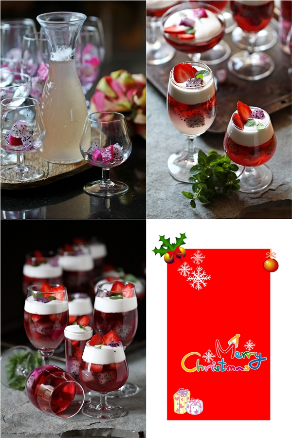 Dragon fruit & Strawberry Christmas Jelly 