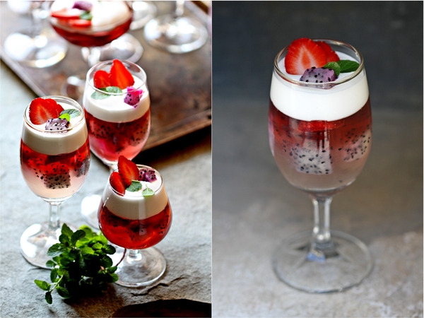 Dragon fruit & Strawberry Christmas Jelly 