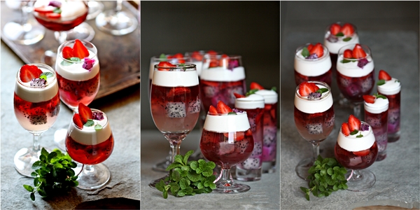 Dragon fruit & Strawberry Christmas Jelly 