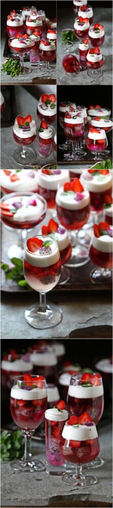 Dragon fruit & Strawberry Christmas Jelly 