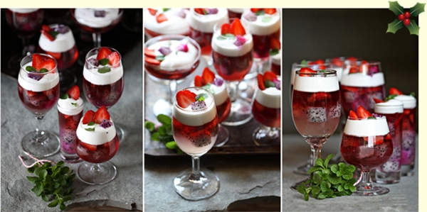 Dragon fruit & Strawberry Christmas Jelly 