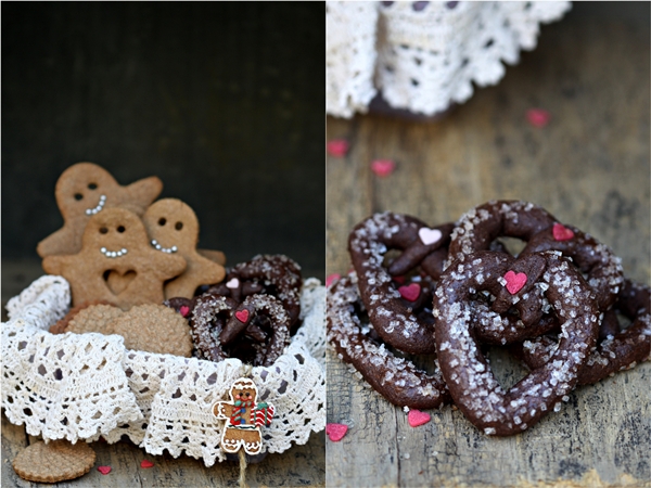 Gingerbread men,  Doily Cookies & Chocolate Pretzels for the Cookie Swap 2013 