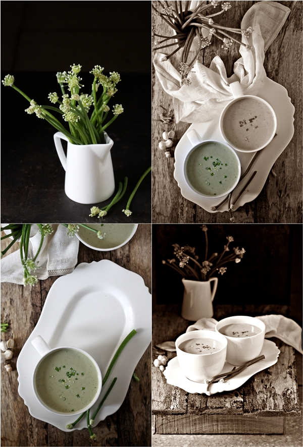 Mushroom and Onion Scape Soup 