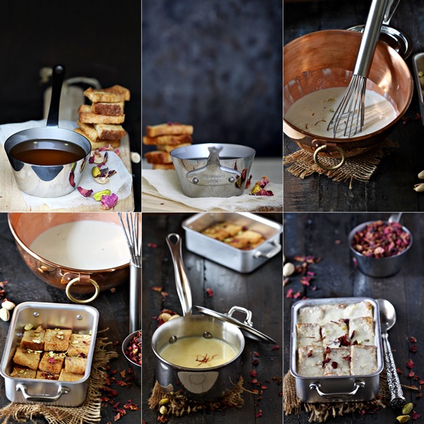 Saffron Pistachio Indian Bread Pudding with Mauviel 1830 