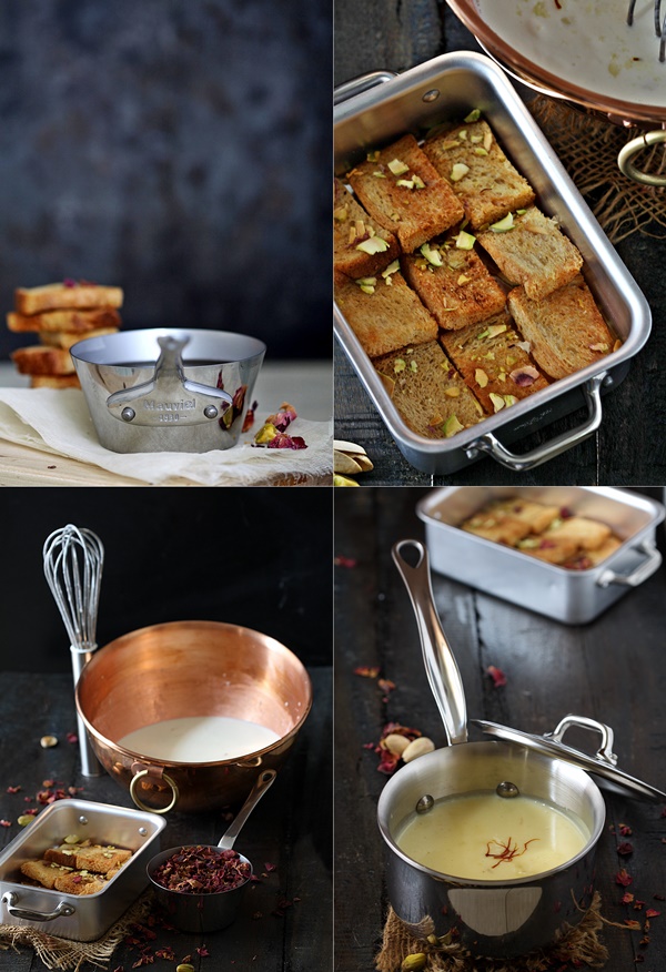 Saffron Pistachio Indian Bread Pudding with Mauviel 1830 