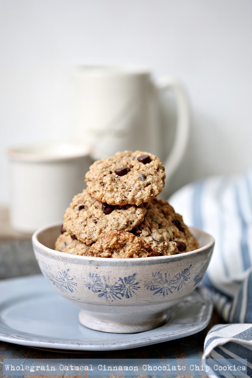 Wholegrain Oatmeal Cinnamon Chocolate Chip Cookies 