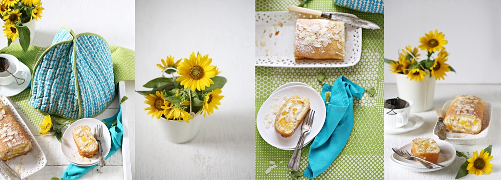 Mango Almond Roulade with almond whipped cream