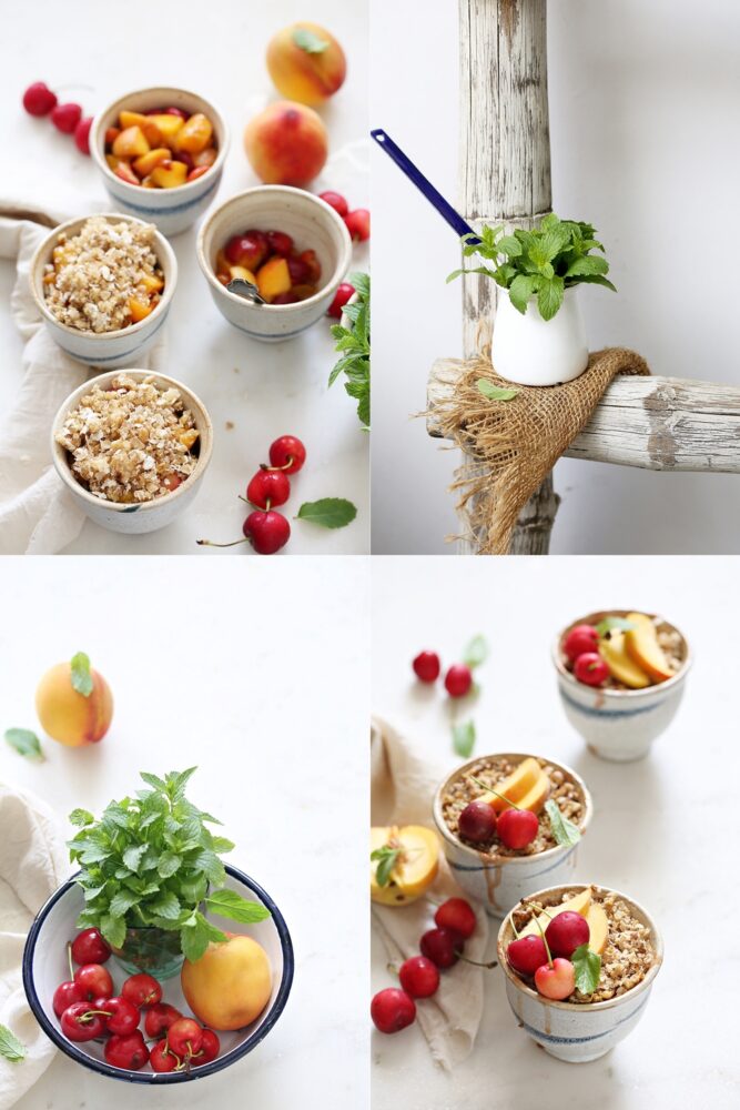 Gluten Free Peach Cherry Quinoa Crumbles