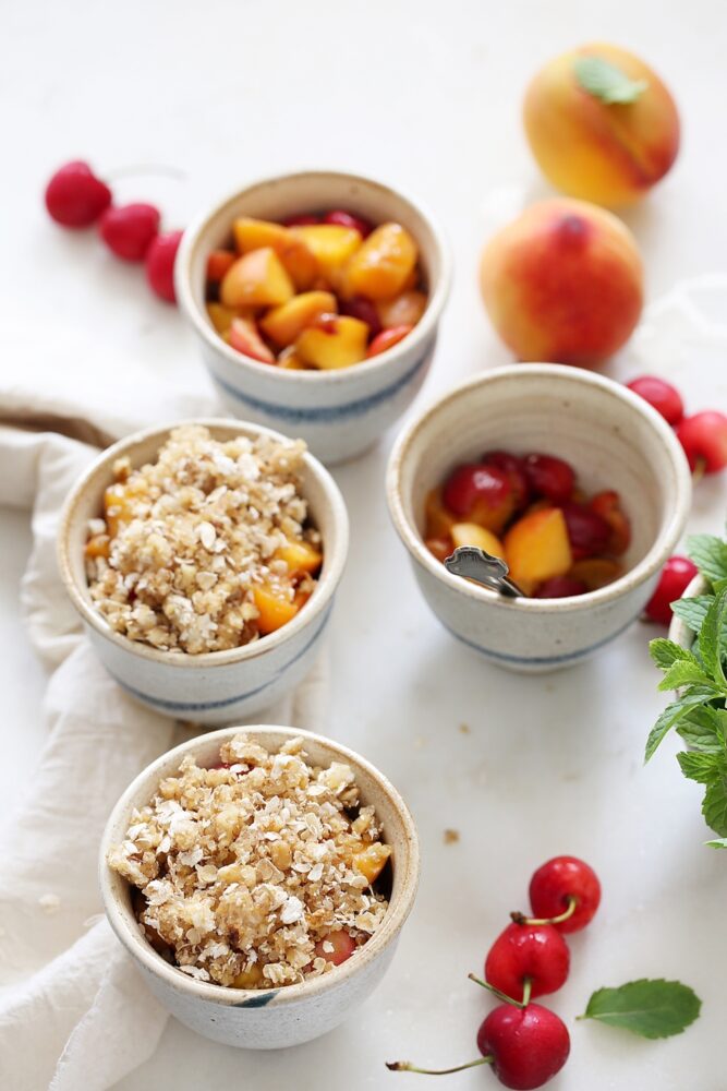 Gluten Free Peach Cherry Quinoa Crumbles