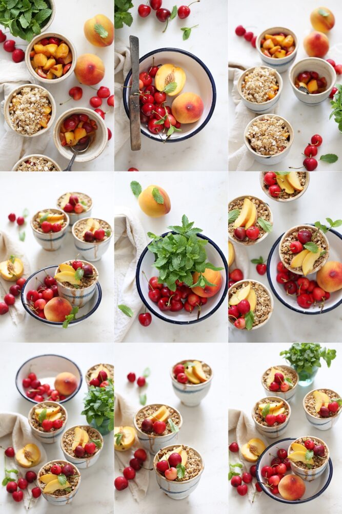 Gluten Free Peach Cherry Quinoa Crumbles