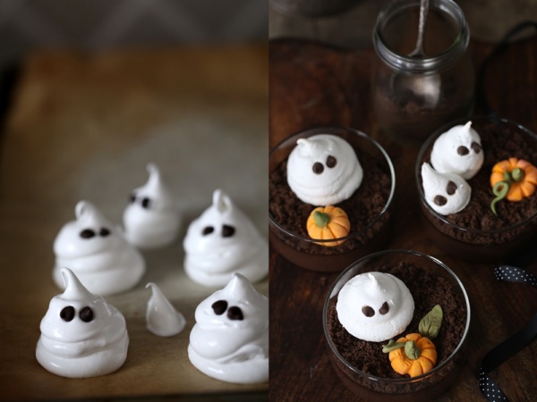 Meringue Ghosts Halloween Cake - Mom Loves Baking