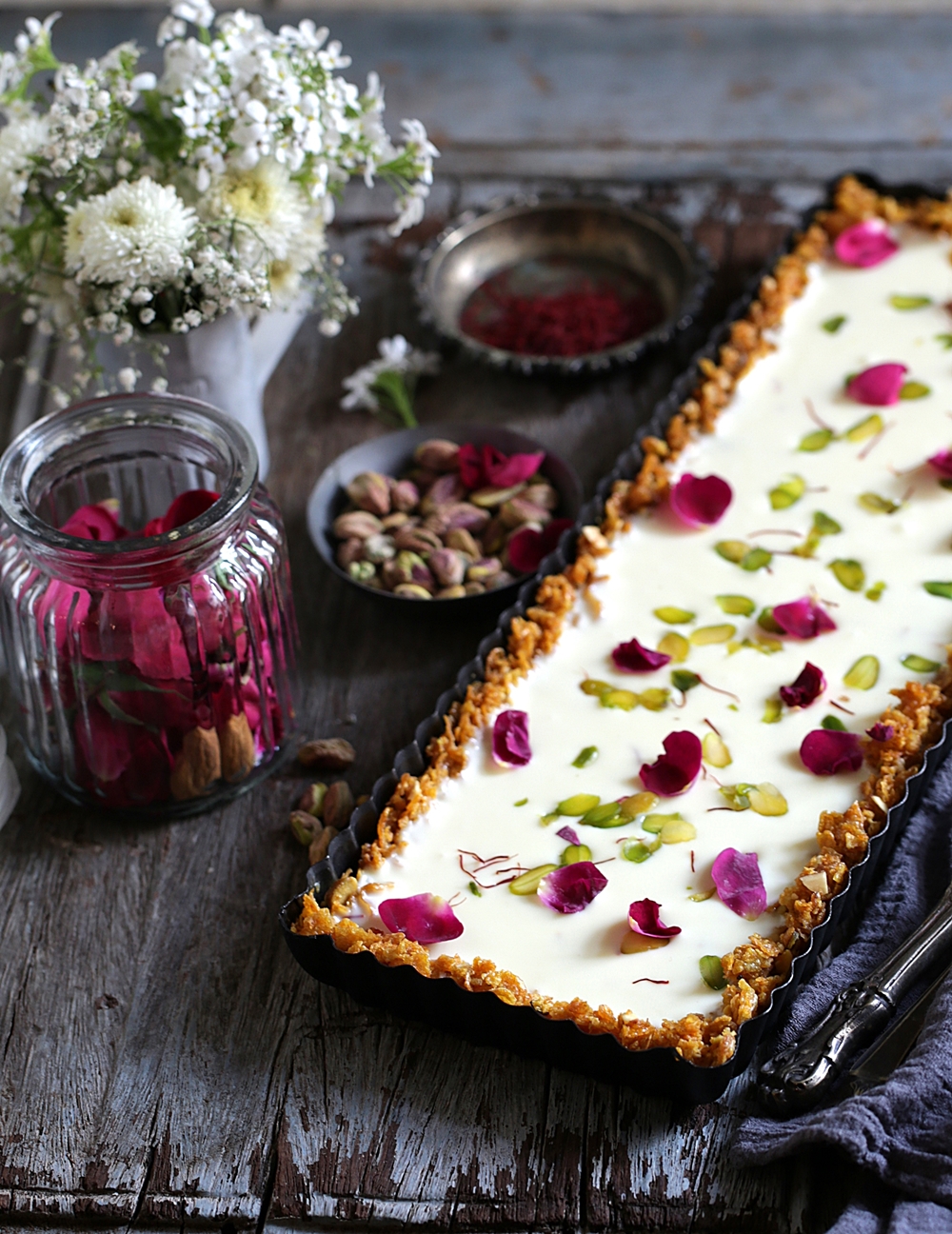 Cornflakes White Chocolate Saffron Tart