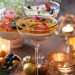 Lime Panna Cotta with berries fizz