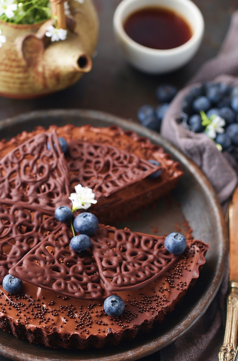 Bittersweet Chocolate Eggless Sablê Cookie Tart