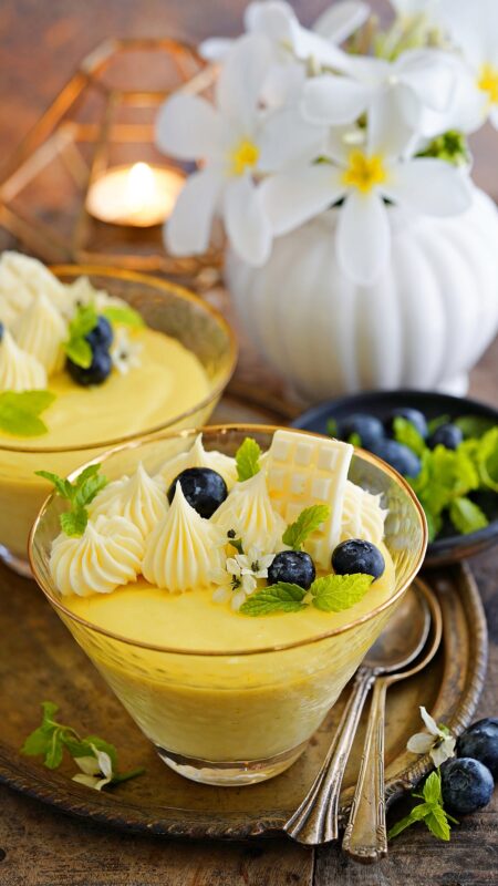 Eggless Baked Lime Curd White Chocolate Pudding