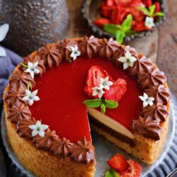 Eggless Chocolate Vanilla Strawberry Cavity Cake