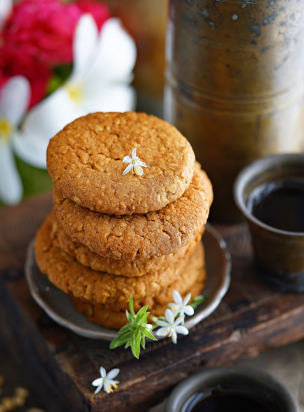 Not Quite Anzac Cookies .. wholesome, eggless oat & walnut cookies
