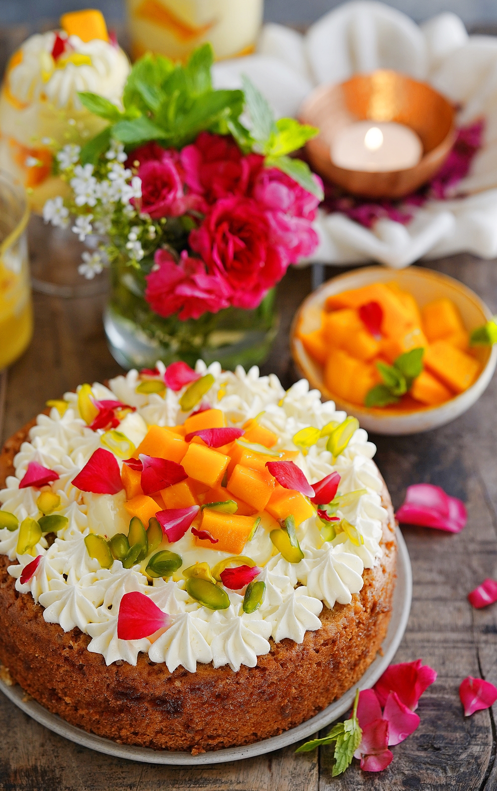 Eggless Mango Shrikhand Cavity Cake