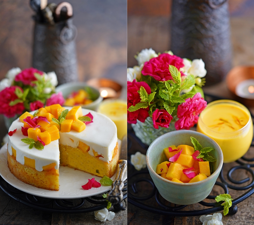Eggless Saffron Mango Tres Leches Cake ... celebrating India@75 in vibrant colours!