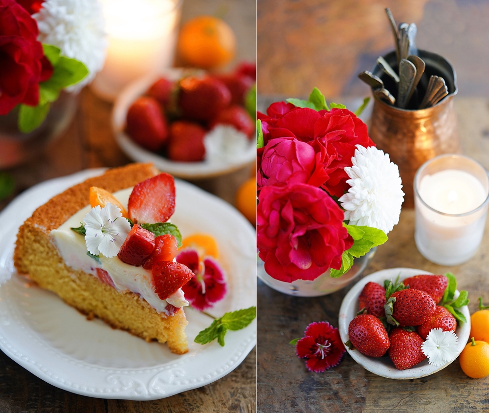 Eggless Strawberry Orange Tart Cake