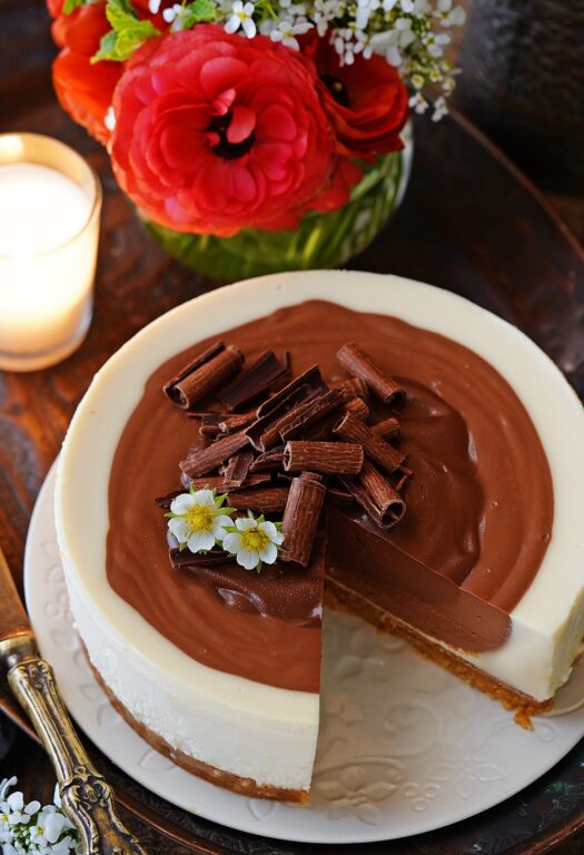 Eggless Baked Ombre Chocolate Cheesecake