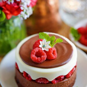 Eggless Raspberry Chocolate Cake