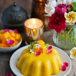 Eggless Mango Custard Pudding Recipe