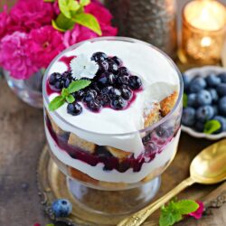 Eggless Blueberry Cheesecake Trifle ... 6 layers of deliciousness 9 Eggless Blueberry Cheesecake Trifle Recipe
