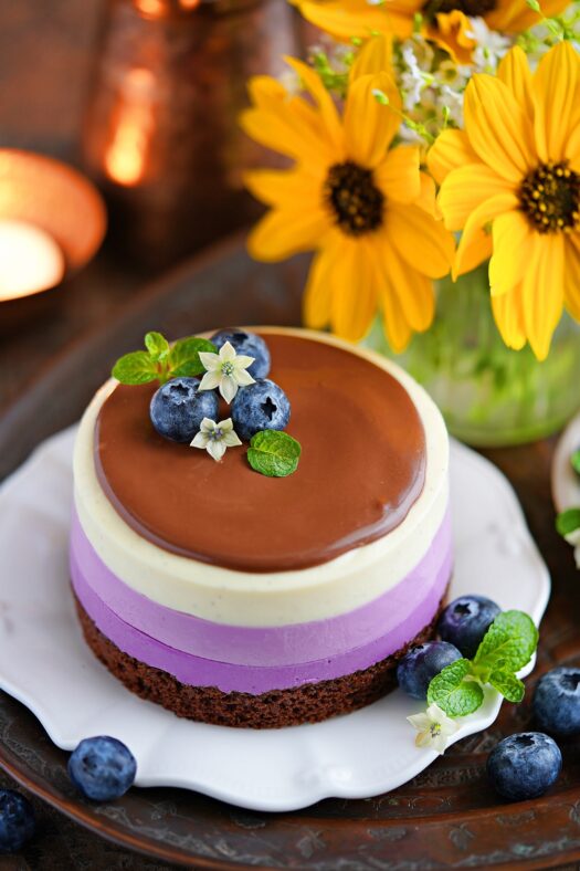 Ombre Blueberry Cheesecake Recipe - No bake, no gelatine