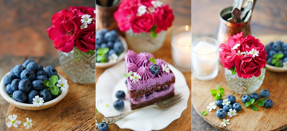 Blueberry Cake with Quark Cream - Vibrant plate