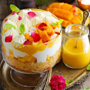 Eggless Mango Semolina Coconut Trifle