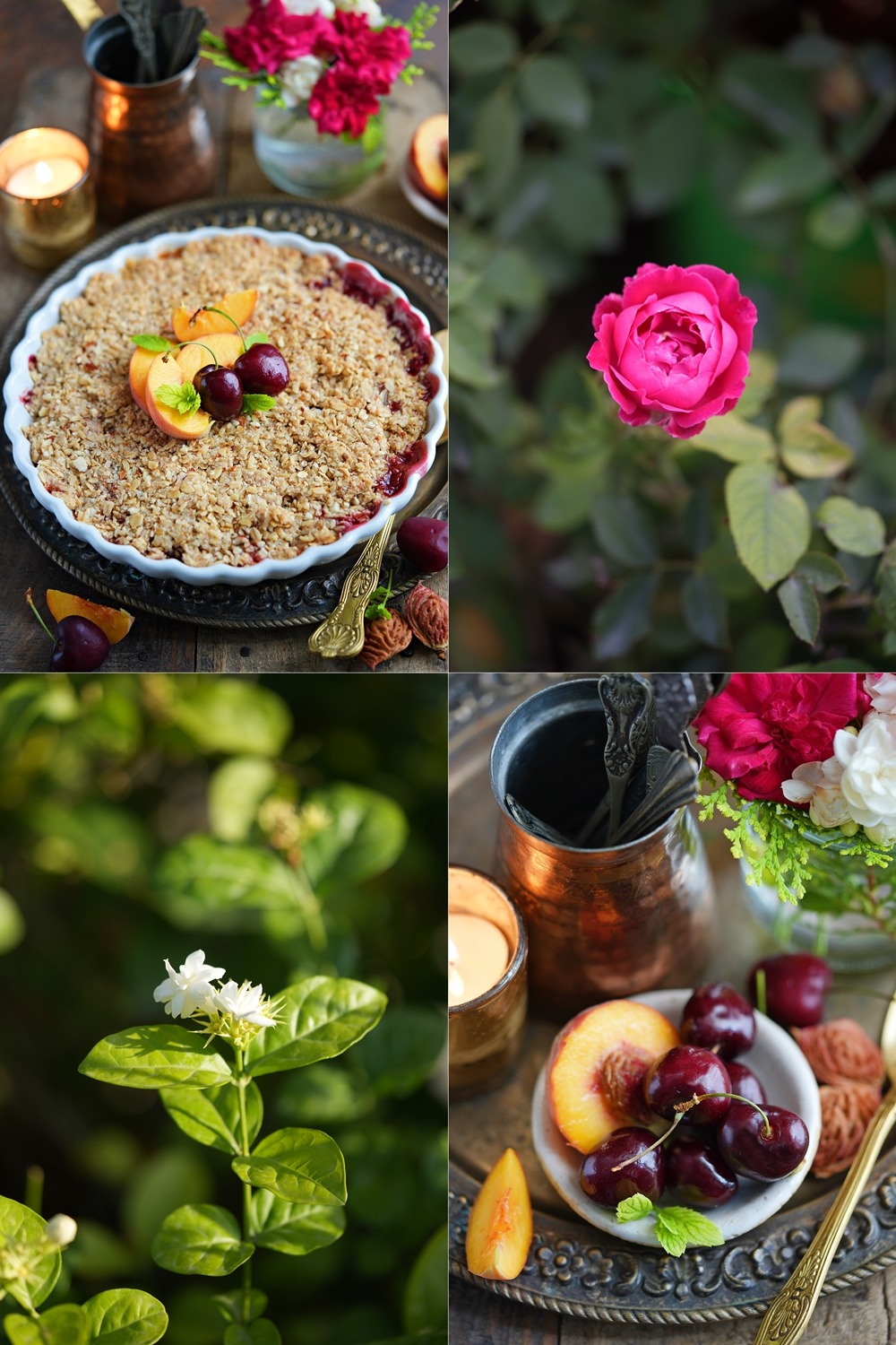 Gluten Free Peach Cherry Crumble Recipe Eggless