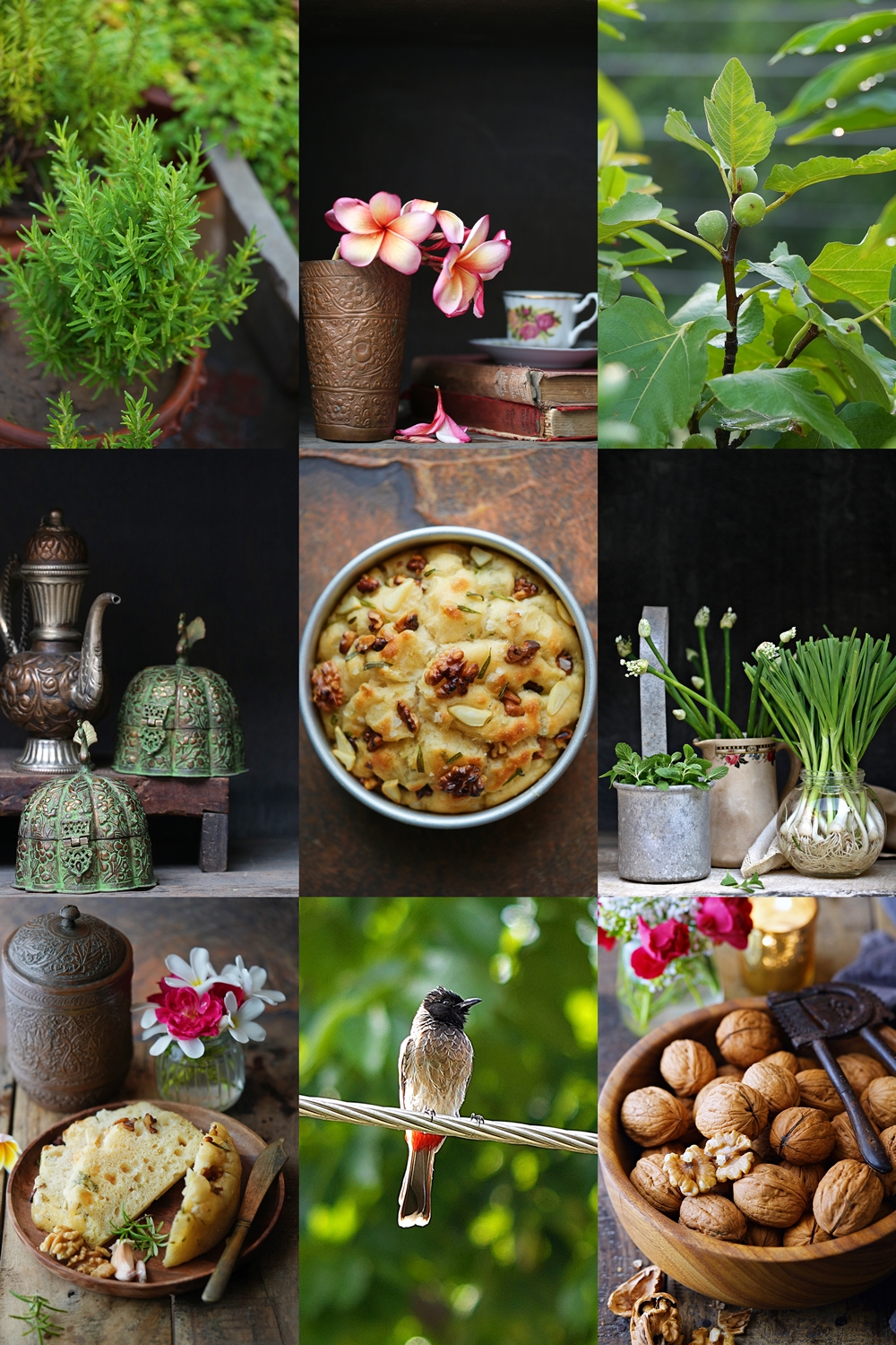 No Fuss No Knead Focaccia Recipe with walnuts, garlic and rosemary
