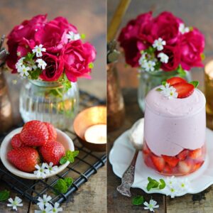 6 ingredient Eggless Strawberry Mousse Recipe