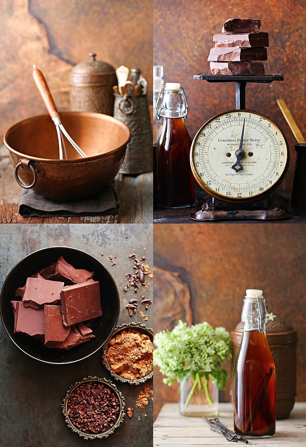 Chocolate cocoa powder cocoa nibs vanilla