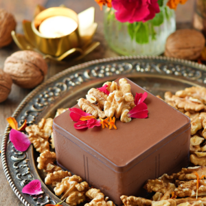 Eggless Gluten free Dark Chocolate Walnut Pudding