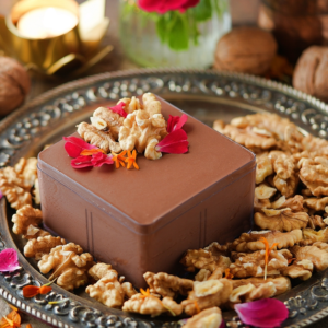 Eggless Gluten free Dark Chocolate Walnut Pudding