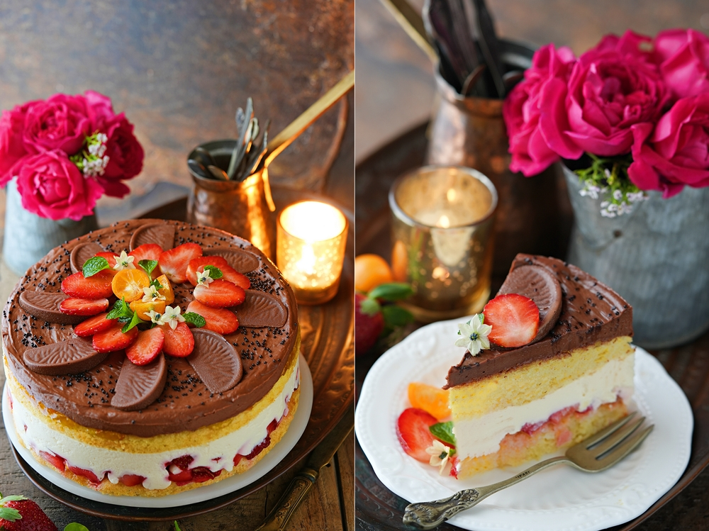 Delicious Strawberry Orange Vanilla Preserve ... so addictive and so worth it! 6 Terry's Orange Inspired Strawberry Chocolate Eggless Cake