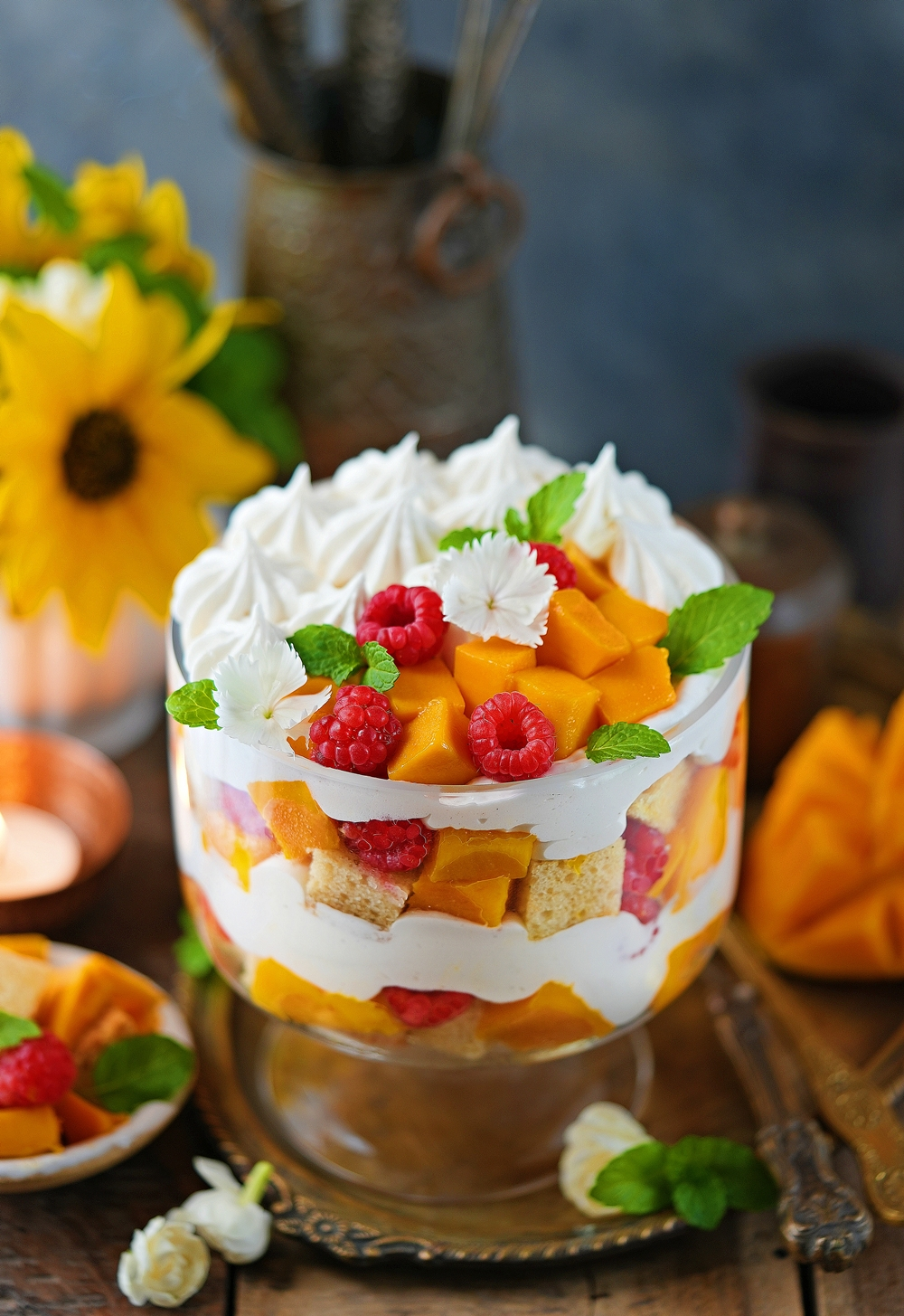 Eggless Mango Raspberry Trifle