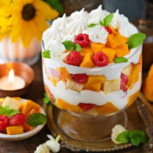 Eggless Mango Raspberry Trifle