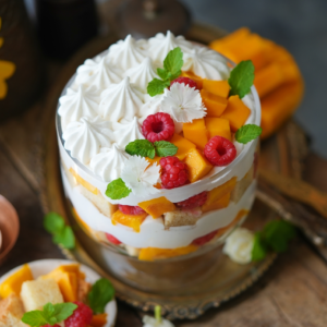 Eggless Mango Raspberry Trifle