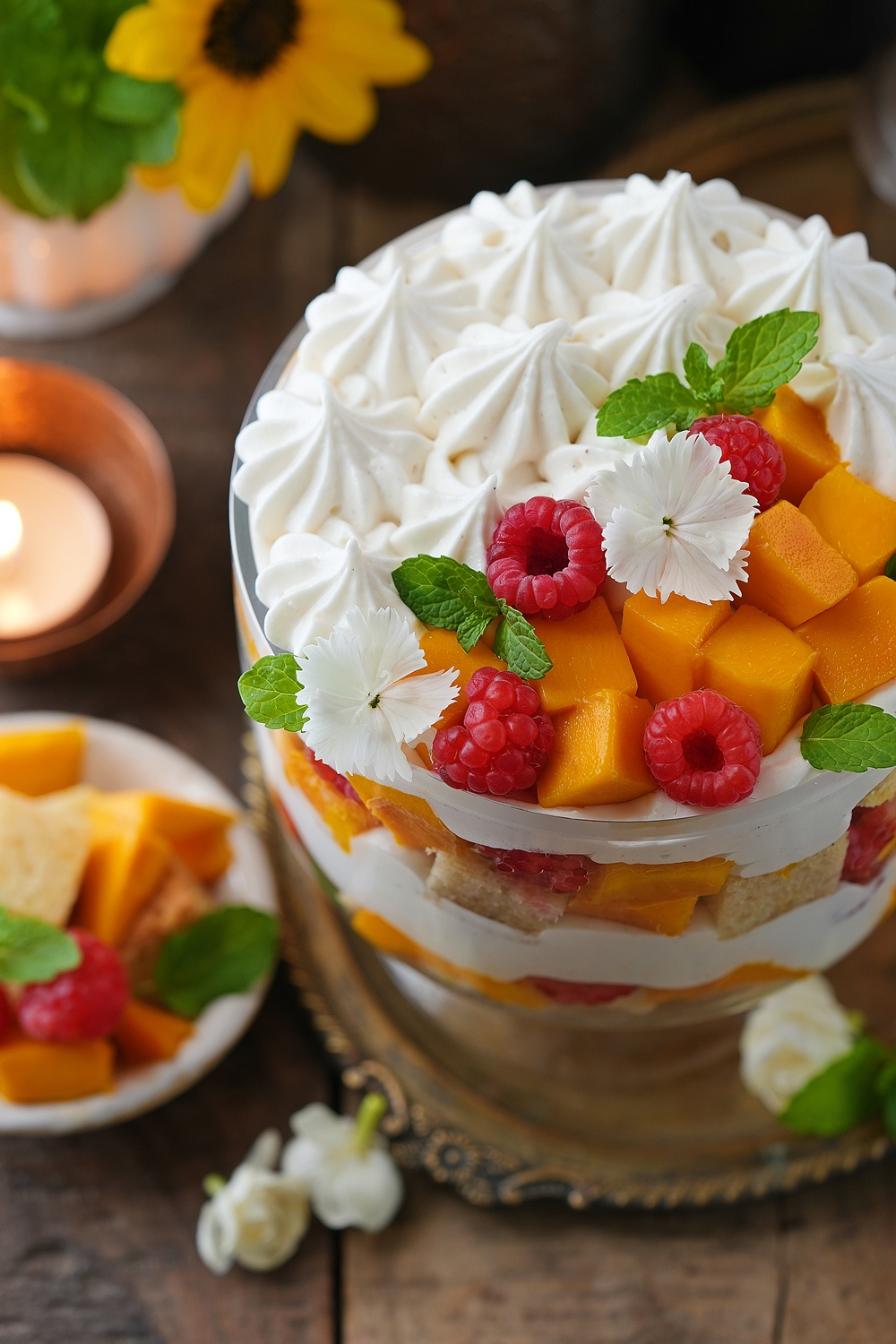 Eggless Mango Raspberry Trifle