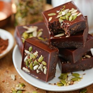 Healthy No-Flour Small Batch Date, Seed & Nut Brownie Bites