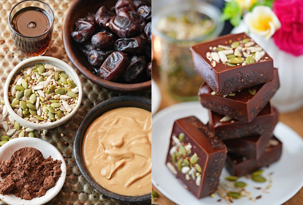 Healthy No-Flour Date, Seed & Nut Brownies